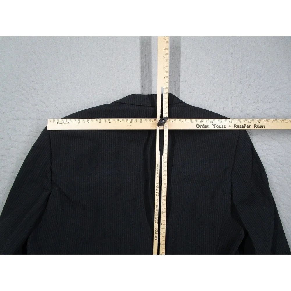 Armani Collezioni Mens Black Pinstripe Wool Silk Suit Made in Italy